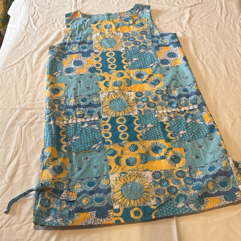 Lilly Pulitzer Blue and Yellow Patchwork Mini Dress